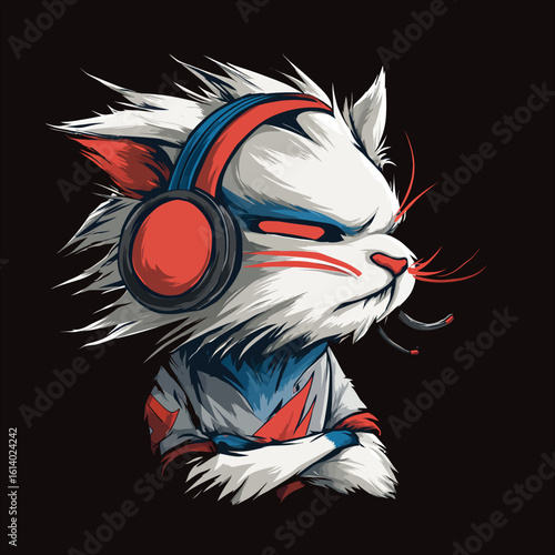 cat esport vector illustration