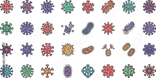 Colorful virus and bacteria vector illustration for medical and science concept