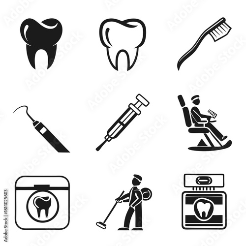 Dental Care Icons Set for Oral Hygiene.