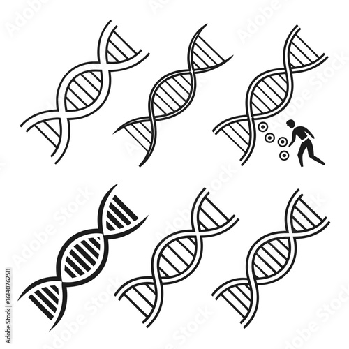DNA Helix Structure and Genetic Research Iconography.