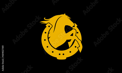 Horse or horseshoe logo vector icon illustration