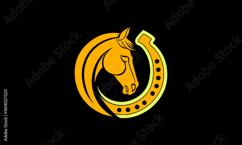 Horse or horseshoe logo vector icon illustration