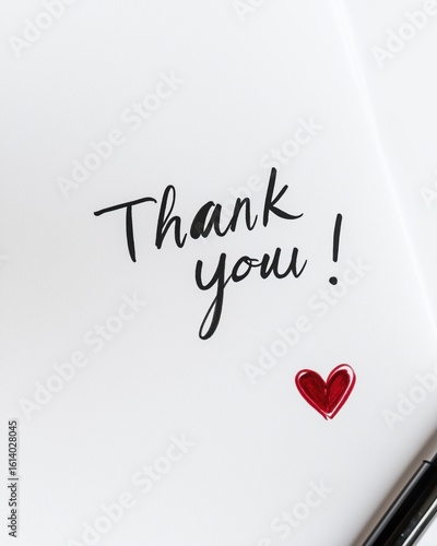 Handwritten Thank You Card with Red Heart