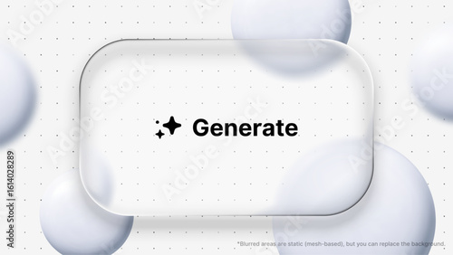 Liquid glass morphism vector design with the word generate. Modern digital art concept for ui ux interface.