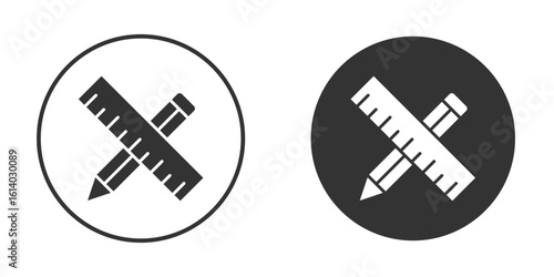 Pencil and ruler icon illustration. Pixel vector graphics - Vector.