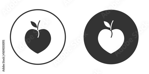 Peach icon illustration. Pixel vector graphics - Vector.