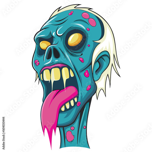 Zombie Head Screaming Cartoon