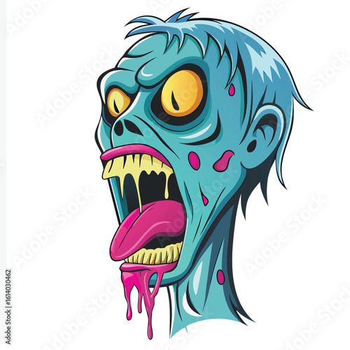 Zombie Head Screaming Cartoon