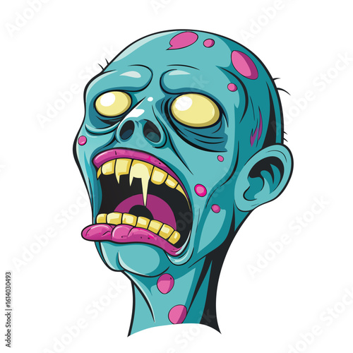 Zombie Head Screaming Cartoon