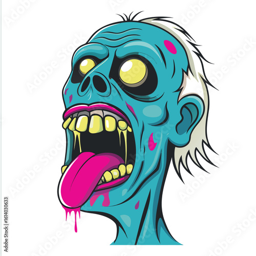 Zombie Head Screaming Cartoon