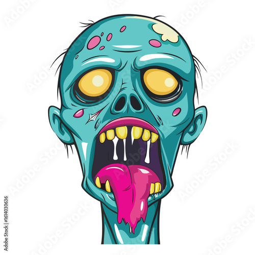 Zombie Head Screaming Cartoon