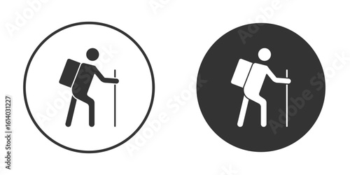 Hiking icon illustration. Pixel vector graphics - Vector.