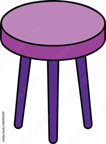 purple stool round seat vector illustration on transparent background