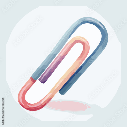 Colorful watercolor paperclip illustration with a blue, pink, and purple gradient.