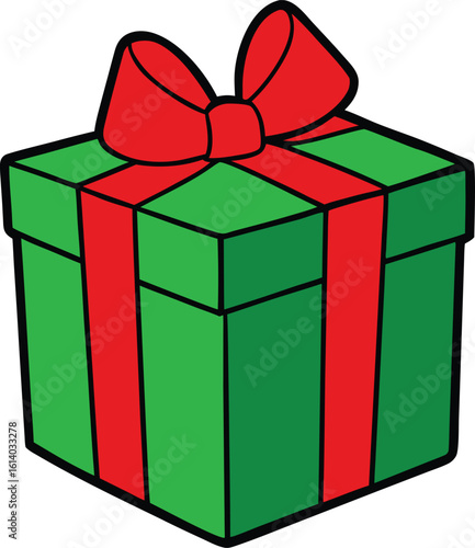 red and green gift box vector illustration on transparent background