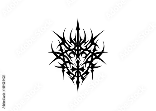 Cyber sigilism design tattoo icon Black color on Transparent Background