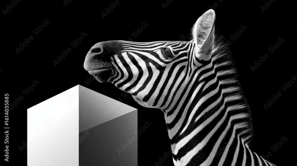 Naklejka premium Zebra head and neck black and white