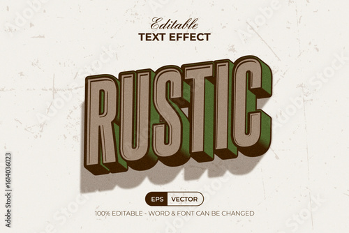 Rustic Text Effect Vintage Style. Editable Text Effect.