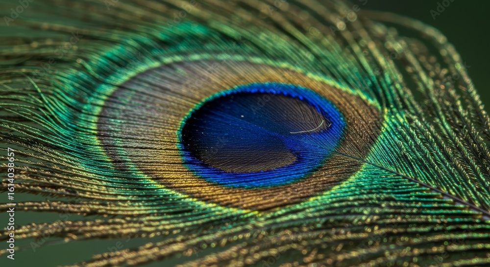 Naklejka premium Intricate iridescent design of a peacock feather showcasing natural vibrant colors