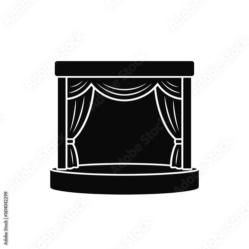 Black stage with curtains in entertainment setting for performance  