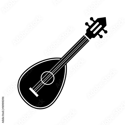 Balalaika musical instrument in traditional pattern silhouette  