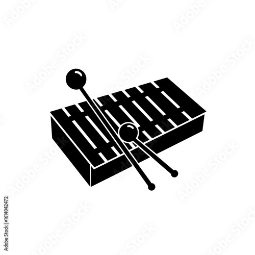 Wooden glockenspiel with mallets and concept of Musical Instruments & Entertainment  