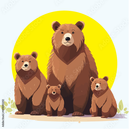 Bears species. Wild mammal characters, furry forest predators, grizzly panda koala and arctic white bear