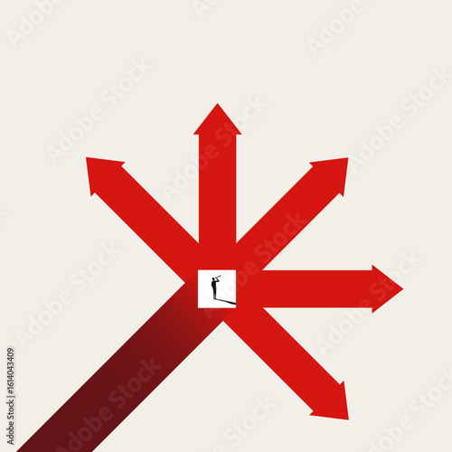 Business or career decision vector concept. Symbol of future, vision, opportunity, growth. Minimal design eps10 illustration