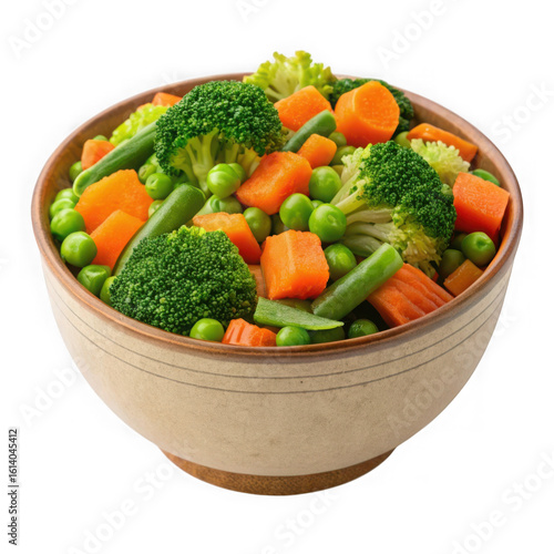 Mixed vegetables in bowl isolated on transparent background