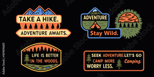 Outdoor adventure and camping motivational quotes and graphics
