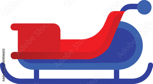 Red and blue winter sleigh for snow fun