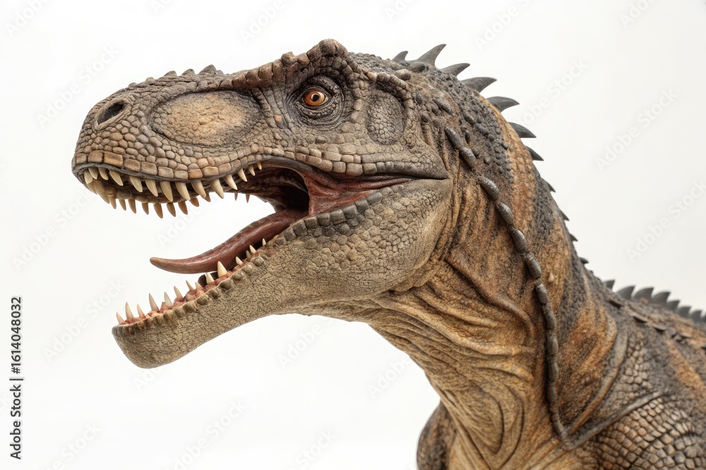 Fototapeta premium Detailed Dinosaur Sculpture Showcasing Lifelike Features and Textures Indoors