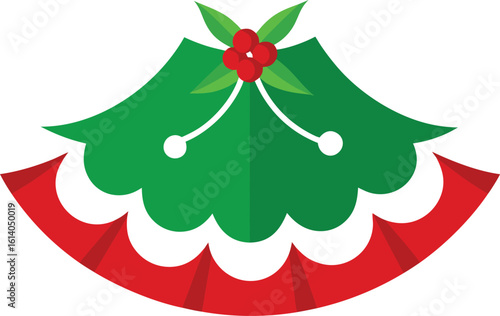 Festive green and red christmas tree skirt decoration