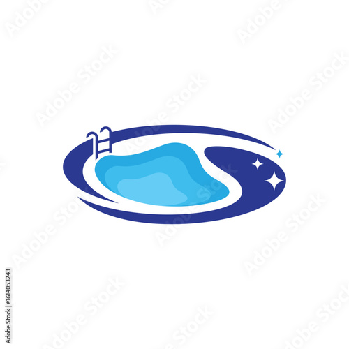Clean swimming pool abstract logo design template