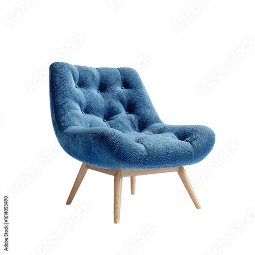 3D blue Chair on transparent background