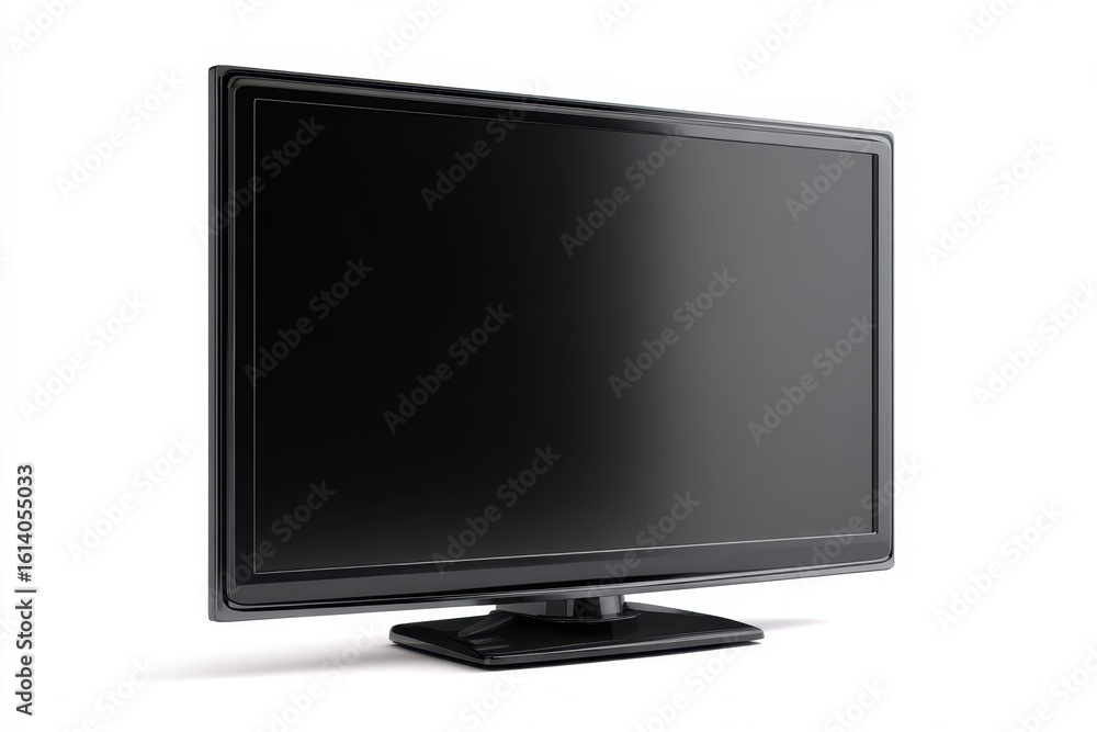 Profile View of a Sleek Black Flat Display Television Isolated on White Background Profile View of a Sleek Black Flat Display Television Isolated on White Background