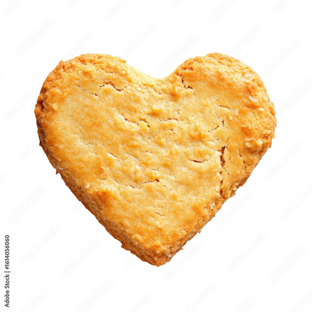 Golden heart shaped biscuit isolated on transparent background Golden heart shaped biscuit isolated on transparent background