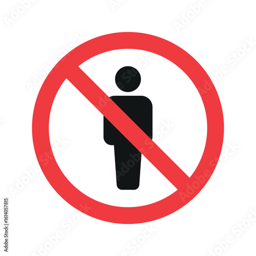 No entry sign featuring a human figure silhouette with a red prohibition circle. Represents restricted area access for authorized personnel only, ideal for safety and security signage.