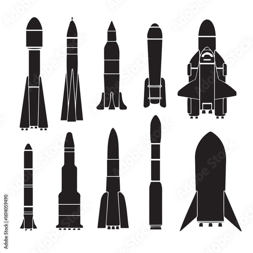 Space rocket vector black set icon. Spaceship isolated black set icon
