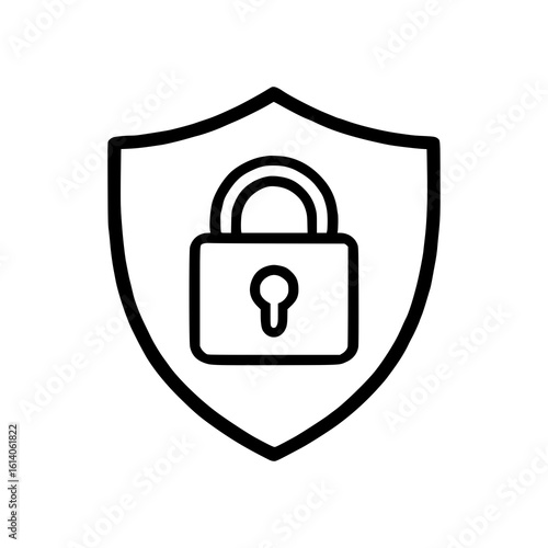 Security Shield Line Icon Flat Safety Protection Symbol for UI/UX, App, Web, Infographic
