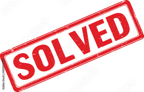 A red rubber stamp with the word 'SOLVED' indicating a problem has been resolved.