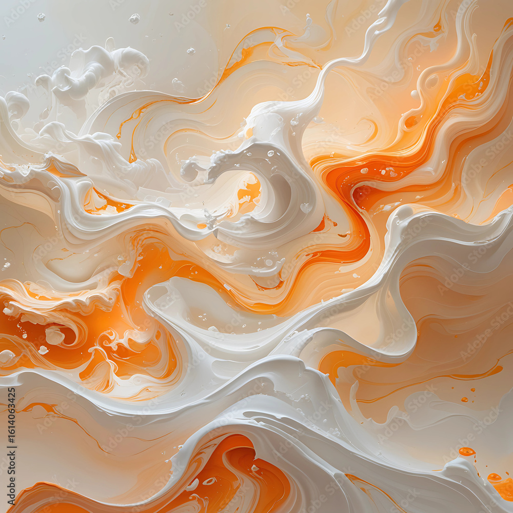 Abstract orange vector illustration featuring a seamless wavy liquid pattern with golden light and a flowing, colorful swirl design Abstract orange vector illustration featuring a seamless wavy liquid pattern with golden light and a flowing, colorful swirl design