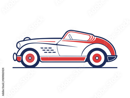 Elegant 1930s Speedster Vector Illustration in Minimal Line Art Style – Vintage Classic Car Design for Retro Automotive Artwork, Posters, Prints, and Digital Collectibles