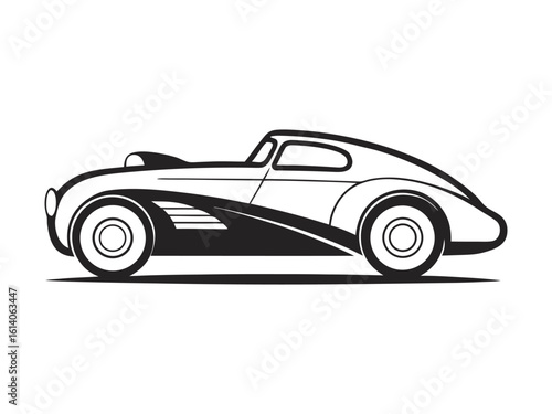 Elegant 1930s Speedster Vector Illustration in Minimal Line Art Style – Vintage Classic Car Design for Retro Automotive Artwork, Posters, Prints, and Digital Collectibles