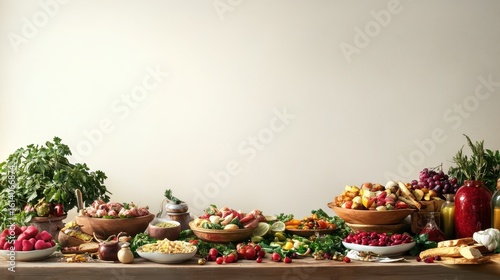 Wallpaper Mural Abundant Rustic Table with Fresh Produce and Healthy Ingredients Torontodigital.ca