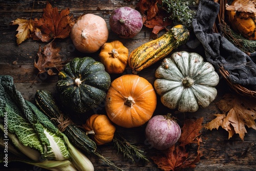 Wallpaper Mural background of pumpkins and autumn vegetables Torontodigital.ca