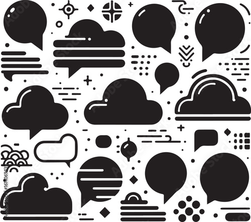 Minimal Empty Speech Bubbles & Chat Icons Vector Set