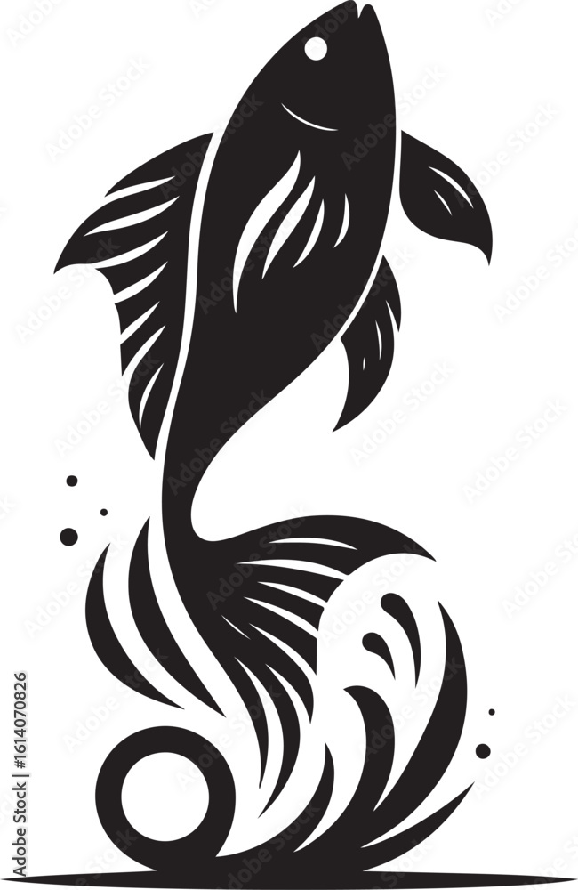 Fototapeta premium Minimal Jumping Fish Silhouette