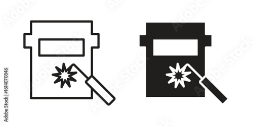 Welding icon in a black stroke vector design and flat solid version on white background