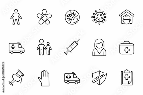 A graceful one-line art bundle that represents global immunization themes and health defense. Perfect for WHO-style materials and wellness graphics